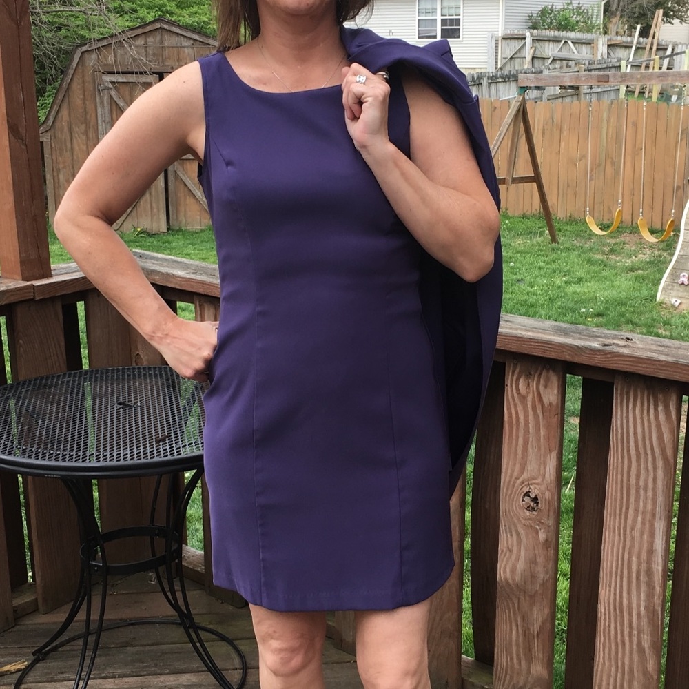 A5️⃣🌟! VTG Purple Sheath Dress & Jacket Set! EUC! - Picture 5 of 10